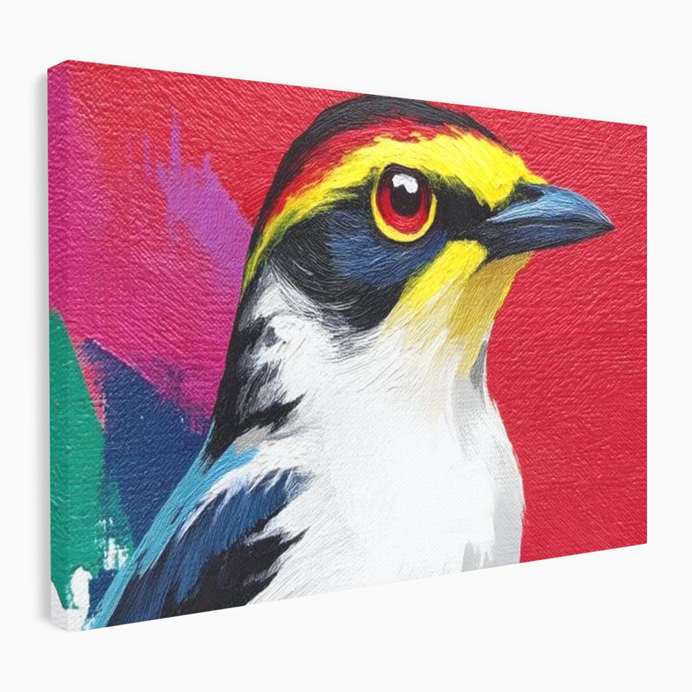 Tablou canvas cu tablou canvas cu pasare colorata in profil, fara rama, pe sasiu de lemn